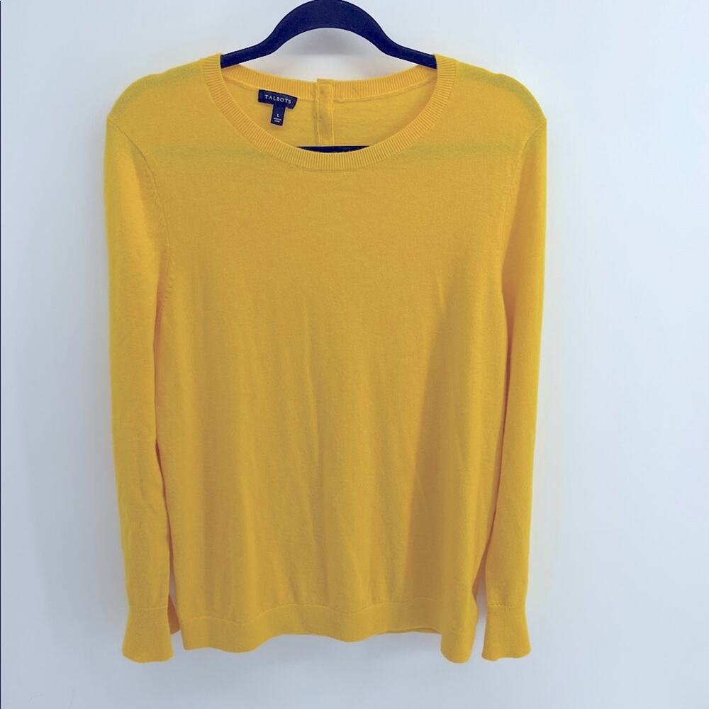 Talbots lambswool blend crewneck button back knit pullover sweater sz L